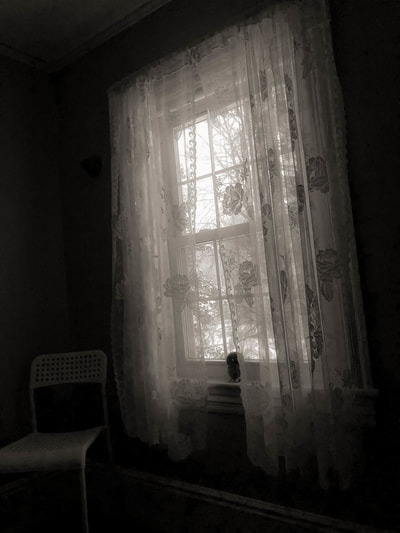Curtain Window in black and white photographed by fine art photographer David Lee Black. 